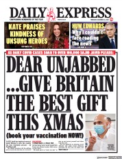 Daily Express () Newspaper Front Page for 23 December 2021