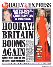 Daily Express () Newspaper Front Page for 23 January 2014
