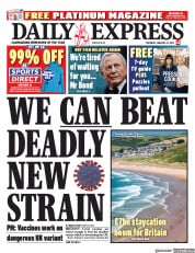 Daily Express () Newspaper Front Page for 23 January 2021