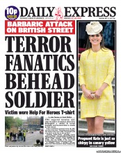 Daily Express () Newspaper Front Page for 23 May 2013