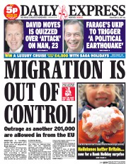 Daily Express () Newspaper Front Page for 23 May 2014