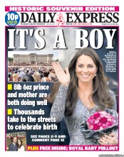 Daily Express () Newspaper Front Page for 23 July 2013