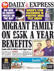 Daily Express () Newspaper Front Page for 23 July 2014