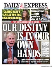 Daily Express () Newspaper Front Page for 23 September 2020