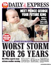 Daily Express () Newspaper Front Page for 24 October 2013