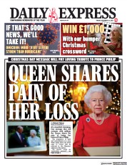Daily Express () Newspaper Front Page for 24 December 2021
