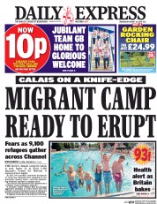 Daily Express () Newspaper Front Page for 24 August 2016
