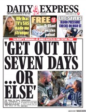 Daily Express () Newspaper Front Page for 24 August 2021