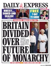 Daily Express () Newspaper Front Page for 25 January 2020