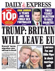 Daily Express () Newspaper Front Page for 25 March 2016