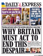 Daily Express () Newspaper Front Page for 25 March 2022