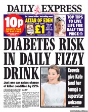 Daily Express () Newspaper Front Page for 25 April 2013