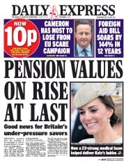 Daily Express () Newspaper Front Page for 25 May 2016