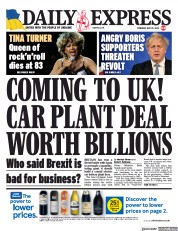 Daily Express () Newspaper Front Page for 25 May 2023
