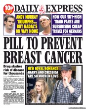 Daily Express () Newspaper Front Page for 25 June 2013