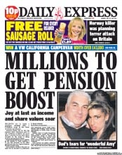 Daily Express () Newspaper Front Page for 25 July 2011