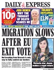 Daily Express () Newspaper Front Page for 25 August 2017