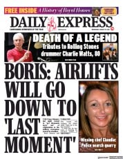 Daily Express () Newspaper Front Page for 25 August 2021