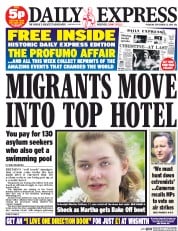Daily Express () Newspaper Front Page for 25 September 2014