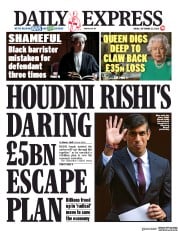 Daily Express () Newspaper Front Page for 25 September 2020