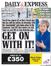 Daily Express () Newspaper Front Page for 26 November 2018