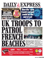 Daily Express () Newspaper Front Page for 26 November 2021