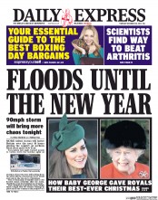 Daily Express () Newspaper Front Page for 26 December 2013