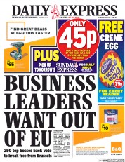 Daily Express () Newspaper Front Page for 26 March 2016