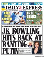 Daily Express () Newspaper Front Page for 26 March 2022