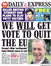 Daily Express () Newspaper Front Page for 26 May 2014