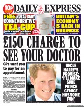 Daily Express () Newspaper Front Page for 26 July 2013