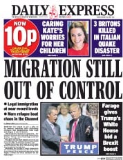 Daily Express () Newspaper Front Page for 26 August 2016