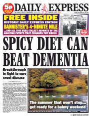 Daily Express () Newspaper Front Page for 26 September 2014