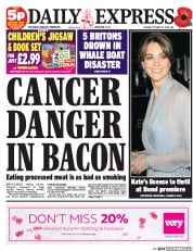 Daily Express () Newspaper Front Page for 27 October 2015