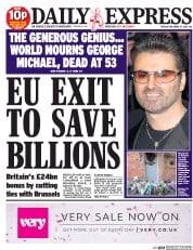 Daily Express () Newspaper Front Page for 27 December 2016