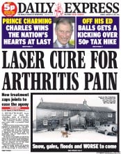Daily Express () Newspaper Front Page for 27 January 2014