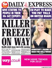 Daily Express () Newspaper Front Page for 27 January 2015