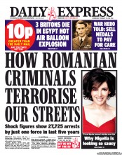 Daily Express () Newspaper Front Page for 27 February 2013