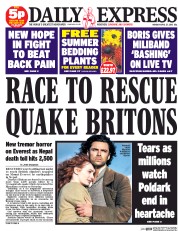 Daily Express () Newspaper Front Page for 27 April 2015