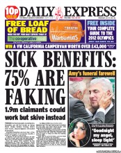 Daily Express () Newspaper Front Page for 27 July 2011