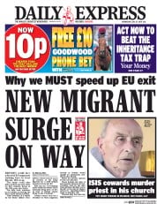 Daily Express () Newspaper Front Page for 27 July 2016