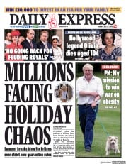 Daily Express () Newspaper Front Page for 27 July 2020