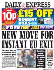 Daily Express () Newspaper Front Page for 27 August 2016