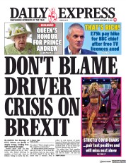 Daily Express () Newspaper Front Page for 27 September 2021