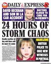 Daily Express () Newspaper Front Page for 28 October 2013