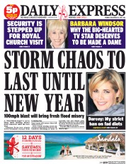 Daily Express () Newspaper Front Page for 28 December 2015