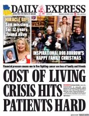Daily Express () Newspaper Front Page for 28 December 2022