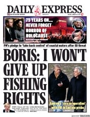 Daily Express () Newspaper Front Page for 28 January 2020