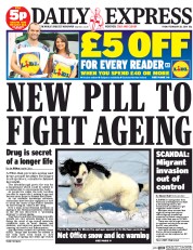 Daily Express () Newspaper Front Page for 28 February 2014
