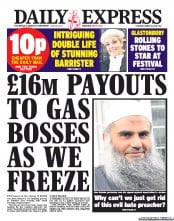 Daily Express () Newspaper Front Page for 28 March 2013